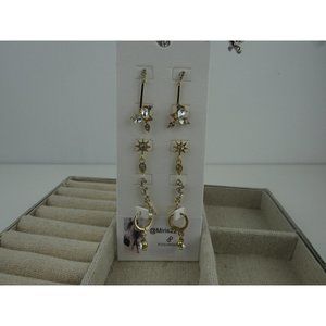 NEW WITH TAGS EXPRESS SET OF 5 SHINY GOLD EARRING SET